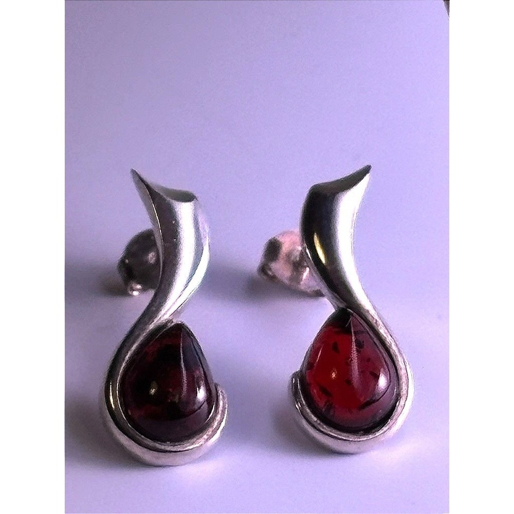 Earrings Cherry Amber Gorgeous Delicate Sterling Silver Boho